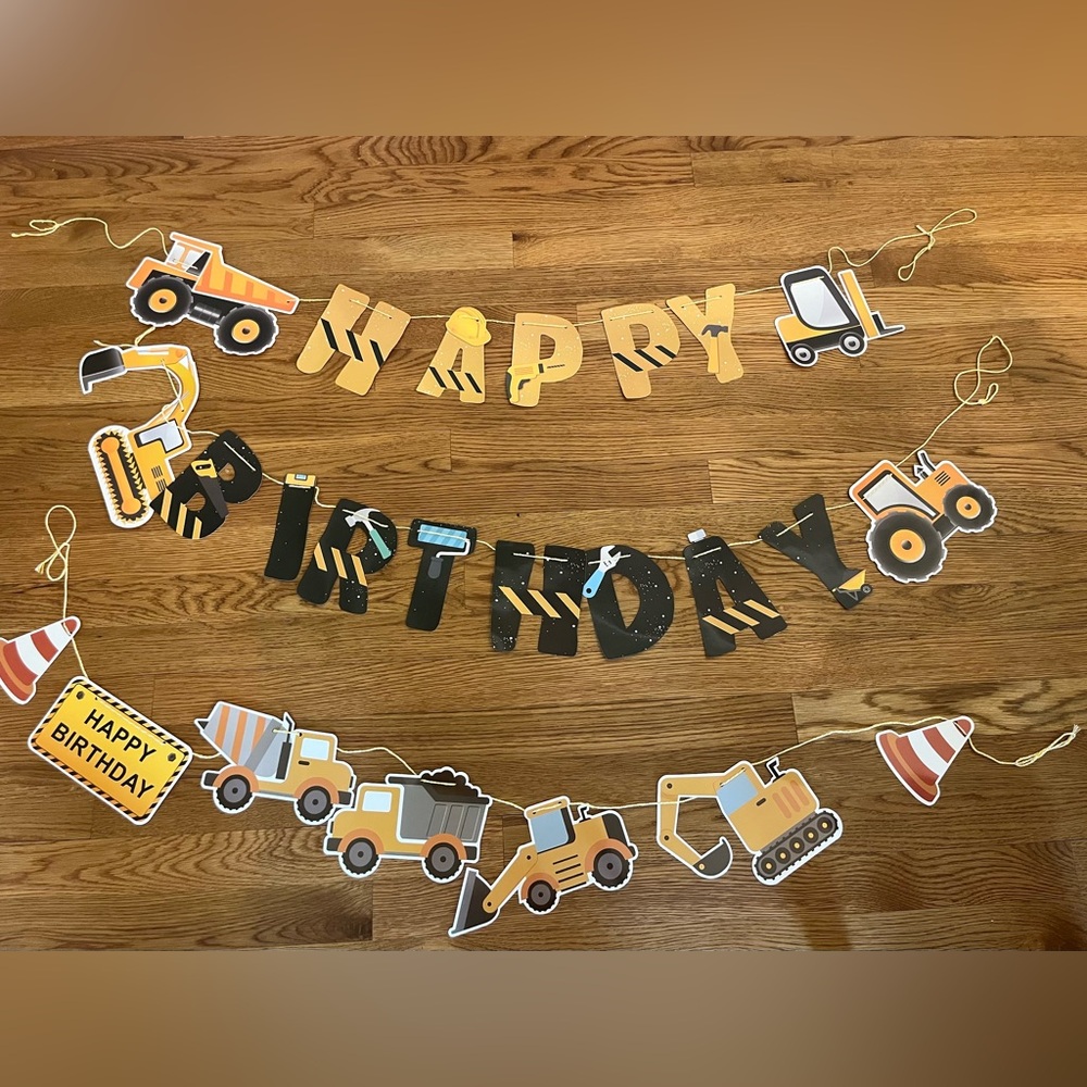 Construction Theme Happy Birthday Banner